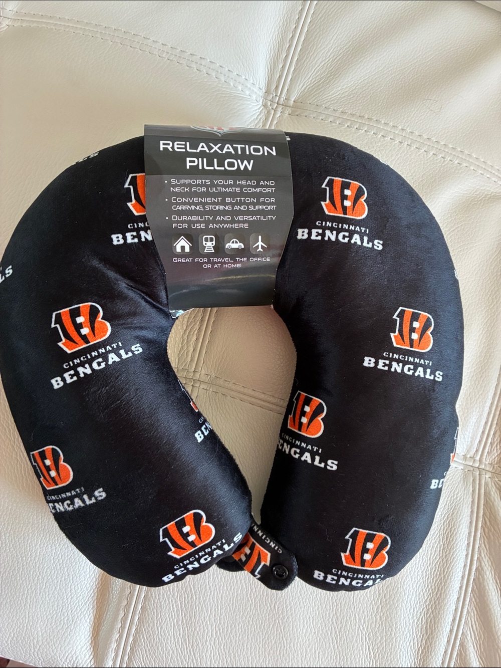 NFL Cincinnati Bengals Black and Orange Travel Neck Pillow
